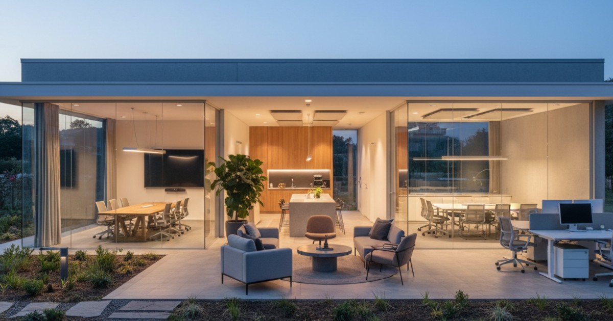 Bố trí không gian chức năng hiệu quả cho mẫu nhà văn phòng 1 tầng