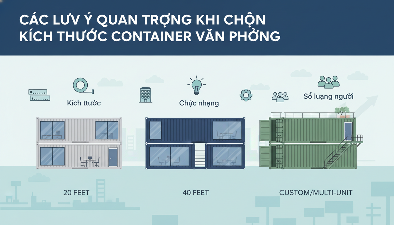 Các lưu ý quan trọng khi chọn kích thước container văn phòng