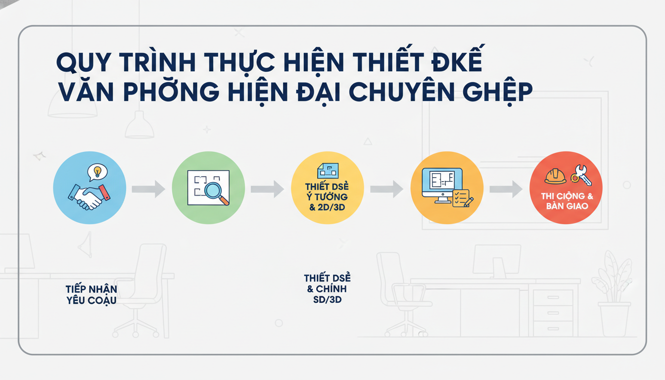 Quy trình thực hiện thiết kế văn phòng hiện đại chuyên nghiệp